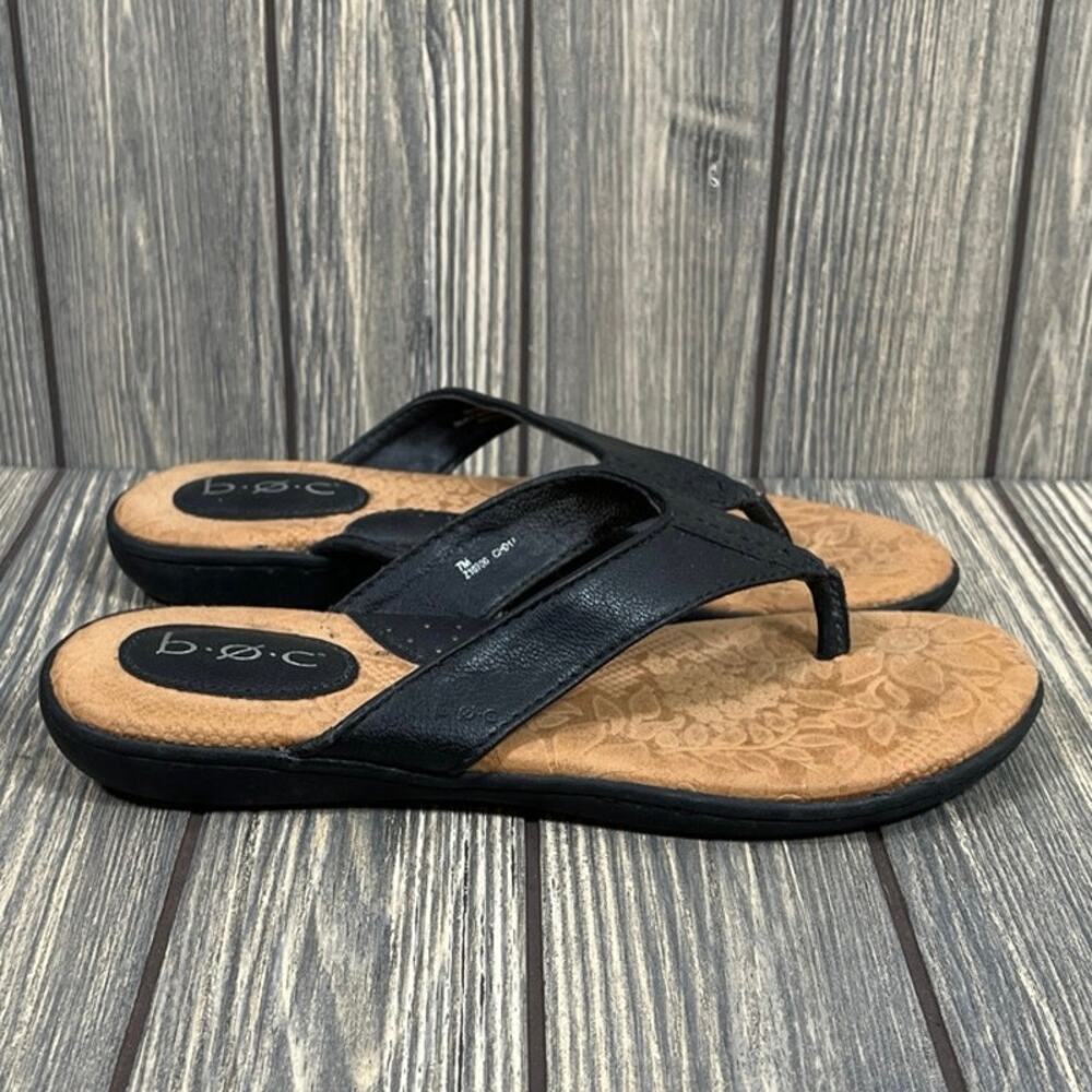 BOC Born Black Sandal Thong Flip Flop‎ Summer Casual Vacation Sz 7 Relaxation